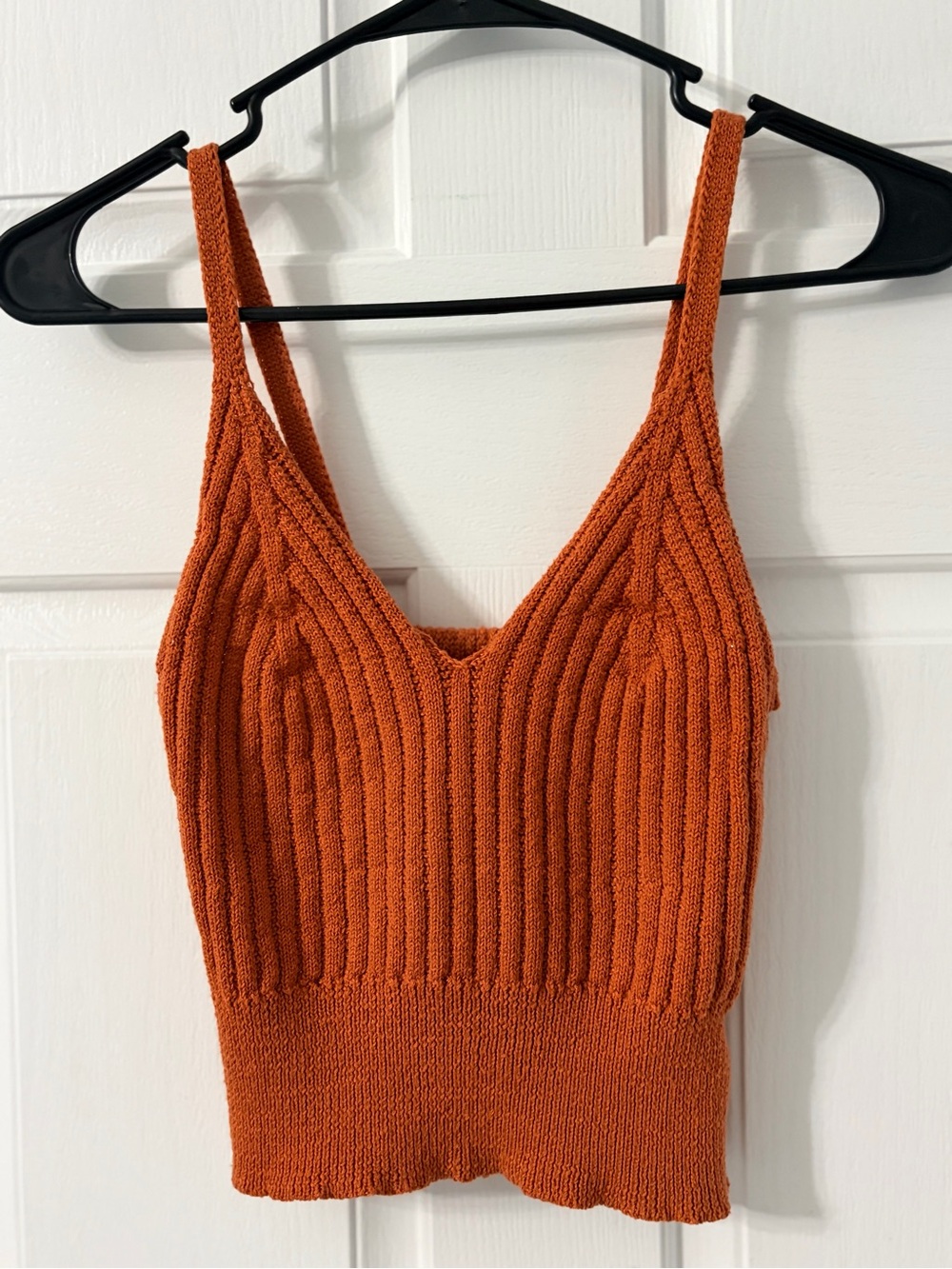 French Quarter Rust Orange Ribbed Knit Tank Top - Women